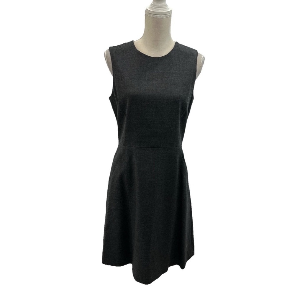 Theory Wool Blend Lined Dress Womens 10 Sleeveless A-line Pockets Gray